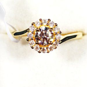 Minimalist Moissanite Halo Ring in Vermeil Yellow Gold over 925SS 1.00ct size 9